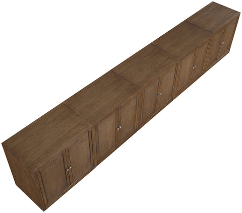 Selene Brown Cane, Solid Wood And Oak Veneer Sideboard/Buffet, 5-Piece
