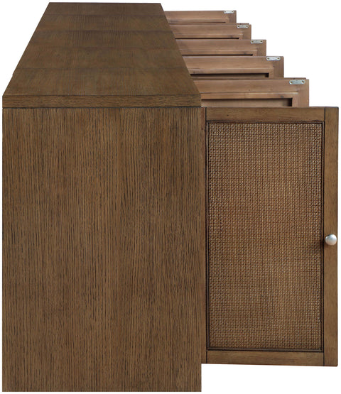 Selene Brown Cane, Solid Wood And Oak Veneer Sideboard/Buffet, 5-Piece