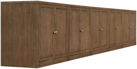 Selene Brown Cane, Solid Wood And Oak Veneer Sideboard/Buffet, 5-Piece
