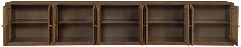 Selene Brown Cane, Solid Wood And Oak Veneer Sideboard/Buffet, 5-Piece