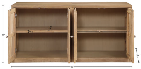 Selene Natural Cane, Solid Wood And Oak Veneer Sideboard/Buffet, 2-Piece