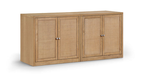 Selene Natural Cane, Solid Wood And Oak Veneer Sideboard/Buffet, 2-Piece