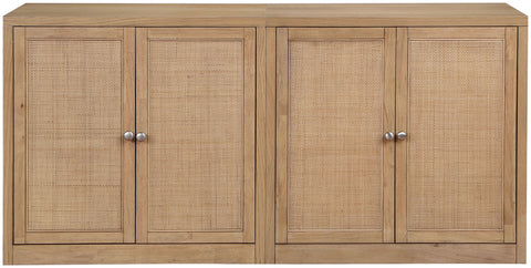 Selene Natural Cane, Solid Wood And Oak Veneer Sideboard/Buffet, 2-Piece