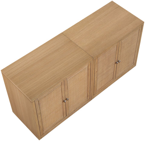 Selene Natural Cane, Solid Wood And Oak Veneer Sideboard/Buffet, 2-Piece