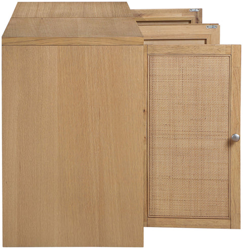 Selene Natural Cane, Solid Wood And Oak Veneer Sideboard/Buffet, 2-Piece