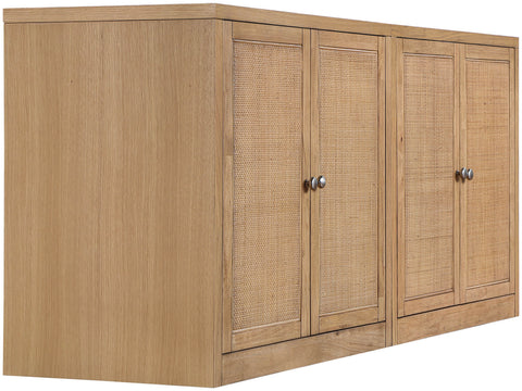 Selene Natural Cane, Solid Wood And Oak Veneer Sideboard/Buffet, 2-Piece