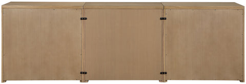 Selene Natural Cane, Solid Wood And Oak Veneer Sideboard/Buffet, 3-Piece