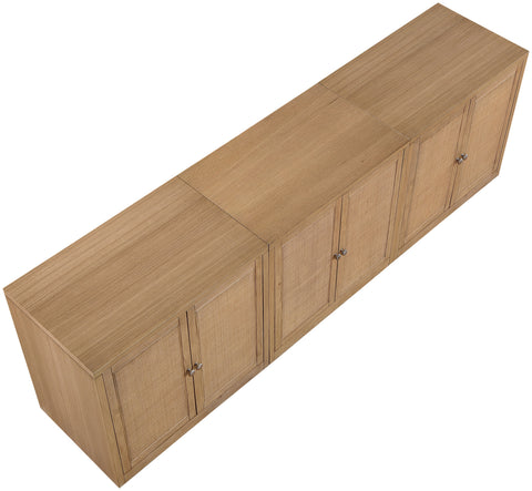 Selene Natural Cane, Solid Wood And Oak Veneer Sideboard/Buffet, 3-Piece