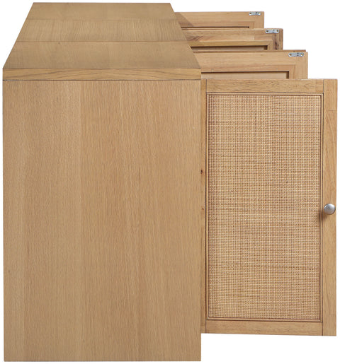 Selene Natural Cane, Solid Wood And Oak Veneer Sideboard/Buffet, 3-Piece