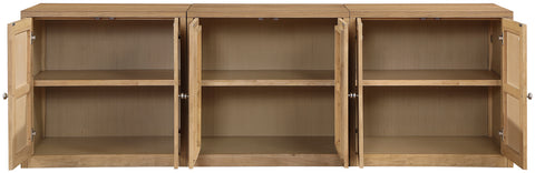 Selene Natural Cane, Solid Wood And Oak Veneer Sideboard/Buffet, 3-Piece