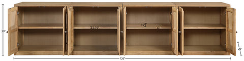 Selene Natural Cane, Solid Wood And Oak Veneer Sideboard/Buffet, 4-Piece