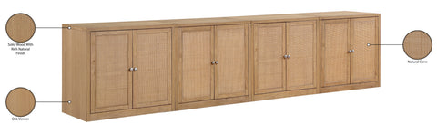 Selene Natural Cane, Solid Wood And Oak Veneer Sideboard/Buffet, 4-Piece