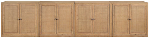 Selene Natural Cane, Solid Wood And Oak Veneer Sideboard/Buffet, 4-Piece