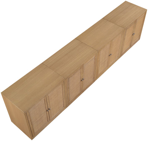 Selene Natural Cane, Solid Wood And Oak Veneer Sideboard/Buffet, 4-Piece