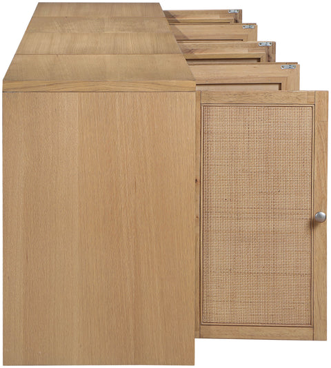 Selene Natural Cane, Solid Wood And Oak Veneer Sideboard/Buffet, 4-Piece