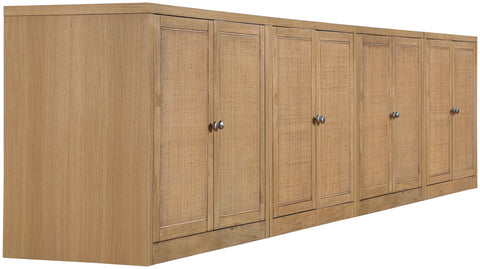 Selene Natural Cane, Solid Wood And Oak Veneer Sideboard/Buffet, 4-Piece