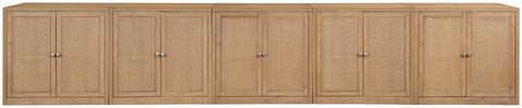 Selene Natural Cane, Solid Wood And Oak Veneer Sideboard/Buffet, 5-Piece