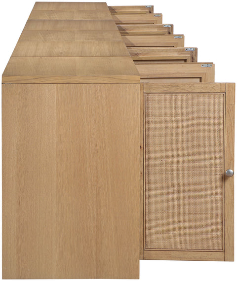 Selene Natural Cane, Solid Wood And Oak Veneer Sideboard/Buffet, 5-Piece
