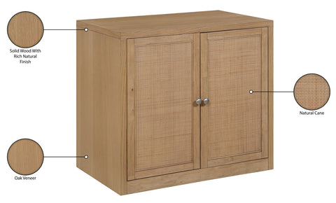 Selene Natural Cane, Solid Wood And Oak Veneer Sideboard/Buffet, 1 Piece