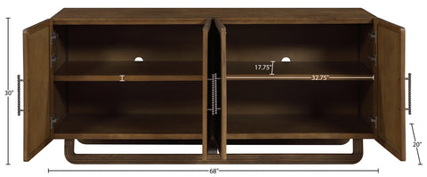 Sage Brown Cane, Solid Wood And Oak Veneer Sideboard/Buffet, 1 Piece
