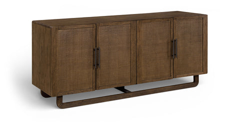 Sage Brown Cane, Solid Wood And Oak Veneer Sideboard/Buffet, 1 Piece