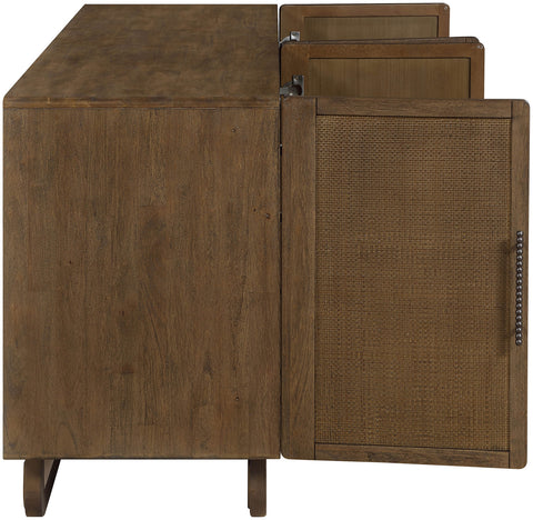 Sage Brown Cane, Solid Wood And Oak Veneer Sideboard/Buffet, 1 Piece