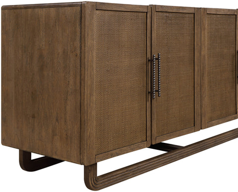 Sage Brown Cane, Solid Wood And Oak Veneer Sideboard/Buffet, 1 Piece