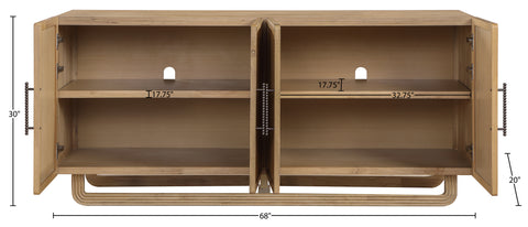 Sage Natural Cane, Solid Wood And Oak Veneer Sideboard/Buffet, 1 Piece