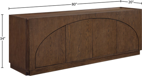 Selene Brown Oak Veneer And Solid Wood Sideboard/Buffet, 1 Piece