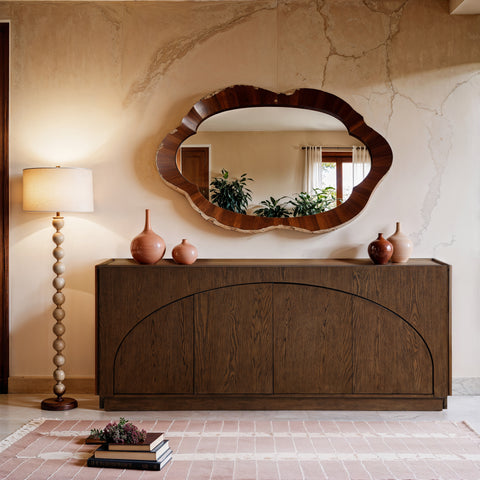 Selene Brown Oak Veneer And Solid Wood Sideboard/Buffet, 1 Piece