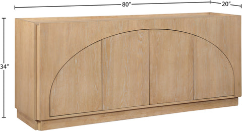 Selene Natural Oak Veneer And Solid Wood Sideboard/Buffet, 1 Piece