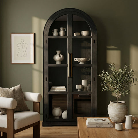 Prescott Black Solid Wood Storage Cabinet, 1 Piece