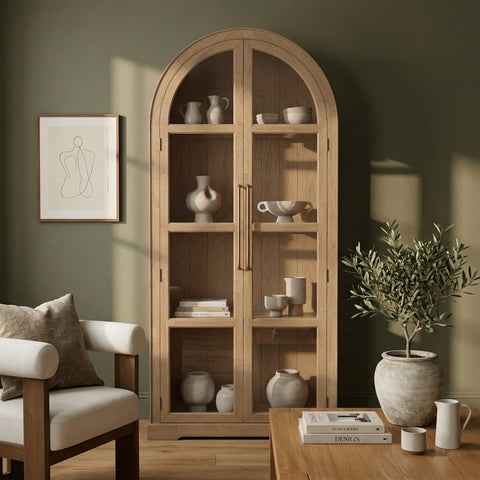 Prescott Natural Solid Wood Storage Cabinet, 1 Piece