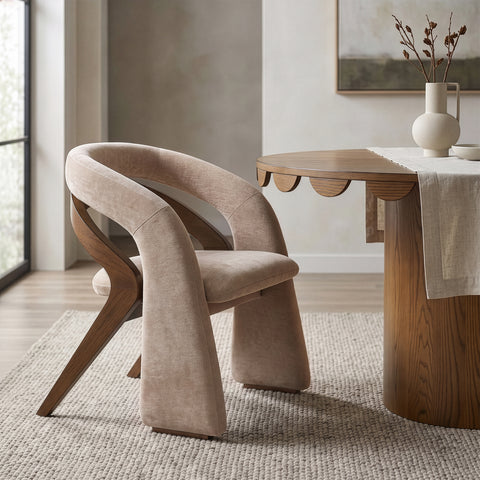 Talia Beige Fabric Upholstered Dining Chair, 1 Piece