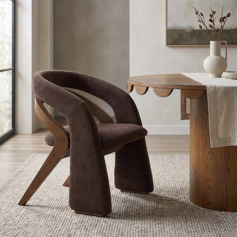 Talia Brown Fabric Upholstered Dining Chair, 1 Piece
