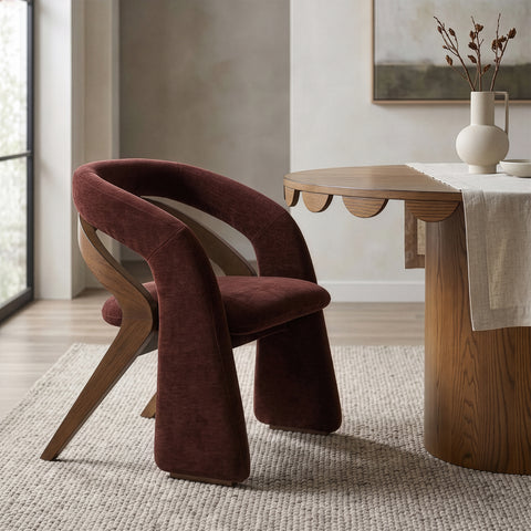 Talia Burgundy Fabric Upholstered Dining Chair, 1 Piece