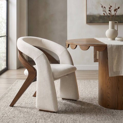 Talia Cream Fabric Upholstered Dining Chair, 1 Piece