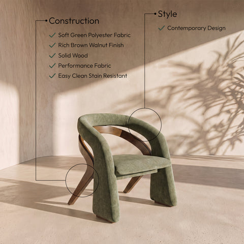 Talia Green Fabric Upholstered Dining Chair, 1 Piece