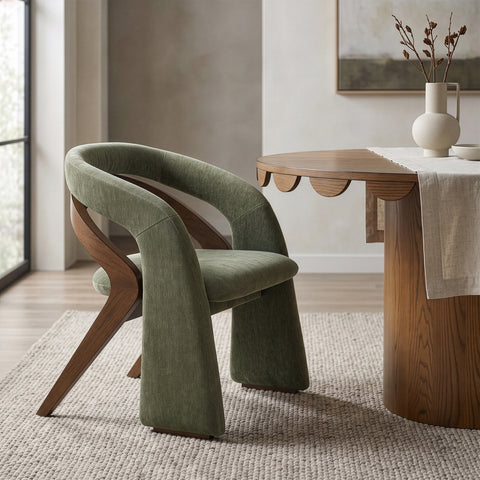 Talia Green Fabric Upholstered Dining Chair, 1 Piece
