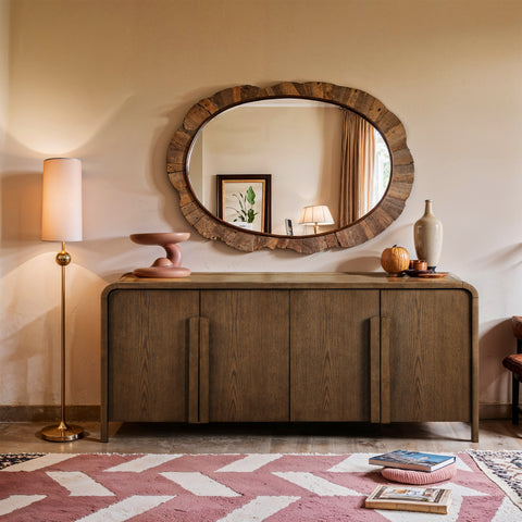 Camden Brown Oak Veneer And Solid Wood Sideboard/Buffet, 1 Piece (Style 2)