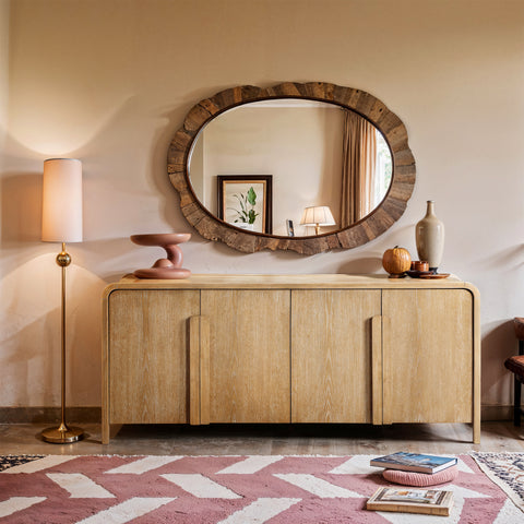 Camden Natural Oak Veneer And Solid Wood Sideboard/Buffet, 1 Piece (Style 2)