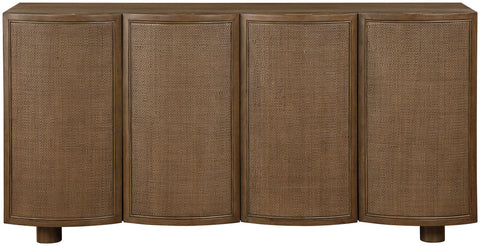 Farrah Brown Cane, Solid Wood And Oak Veneer Sideboard/Buffet, 1 Piece