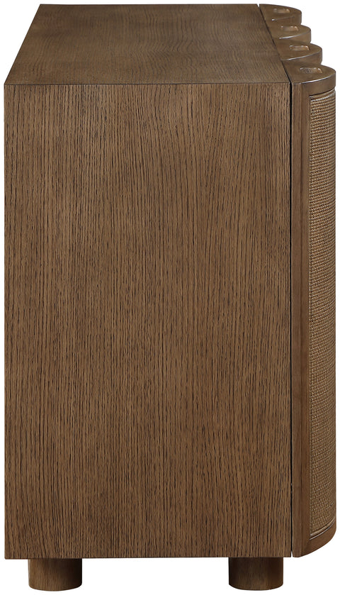 Farrah Brown Cane, Solid Wood And Oak Veneer Sideboard/Buffet, 1 Piece