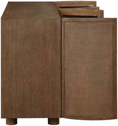Farrah Brown Cane, Solid Wood And Oak Veneer Sideboard/Buffet, 1 Piece