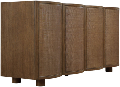 Farrah Brown Cane, Solid Wood And Oak Veneer Sideboard/Buffet, 1 Piece