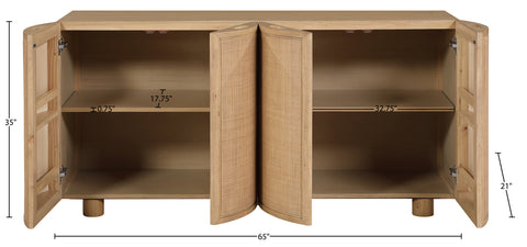 Farrah Natural Cane, Solid Wood And Oak Veneer Sideboard/Buffet, 1 Piece