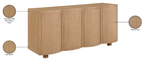 Farrah Natural Cane, Solid Wood And Oak Veneer Sideboard/Buffet, 1 Piece