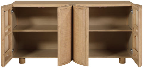 Farrah Natural Cane, Solid Wood And Oak Veneer Sideboard/Buffet, 1 Piece