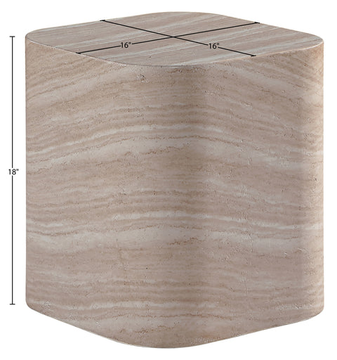 Jessa Travertine Concrete Indoor / Outdoor End / Side Table, 1 Piece