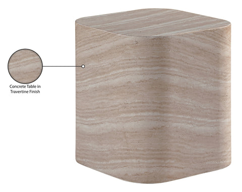 Jessa Travertine Concrete Indoor / Outdoor End / Side Table, 1 Piece